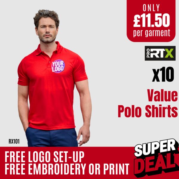 10 Value Polo Shirts for £115+ VAT Deal Thumbnail